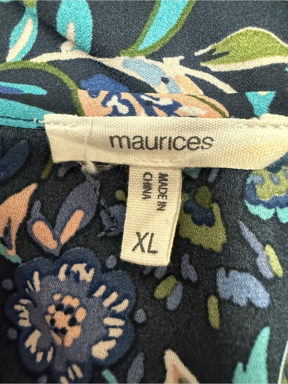 Maurices XL Navy Floral Boho Blouse Short Sleeve Lightweight Cottagecore Top - Picture 11 of 15